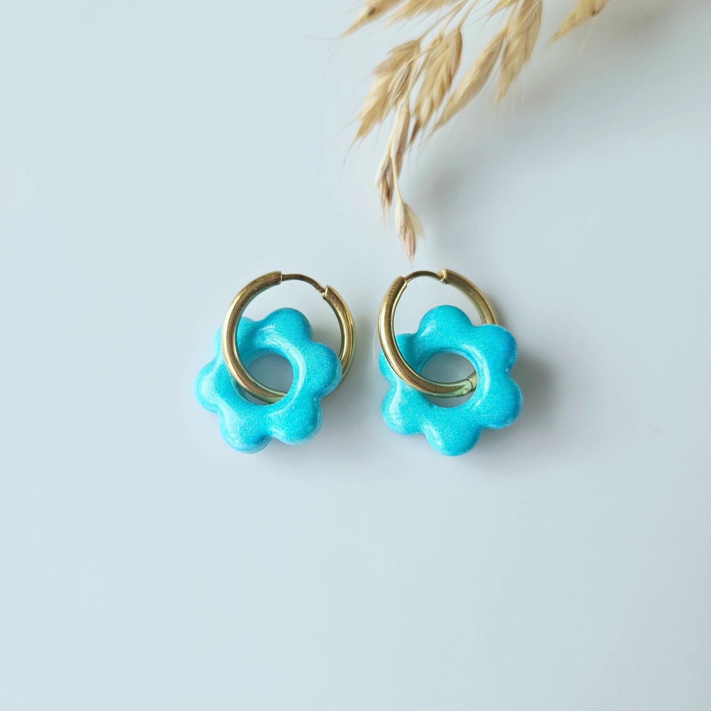 Polymer Clay Earrings | Floréa Lagoon Blue Tassels