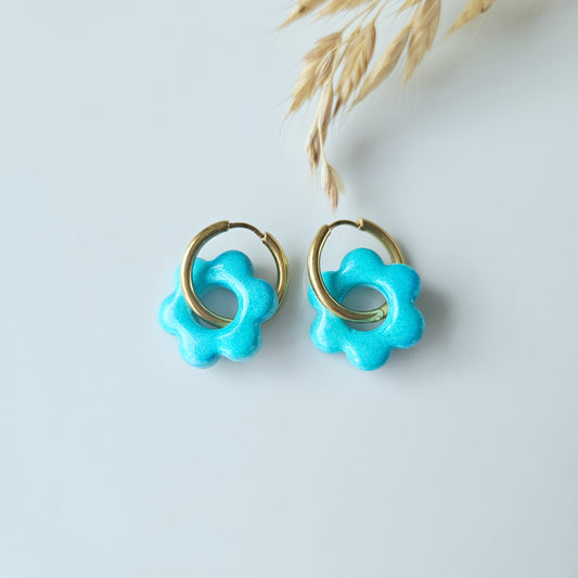 Boucles argile polymère | Pampilles Floréa Bleu Lagon