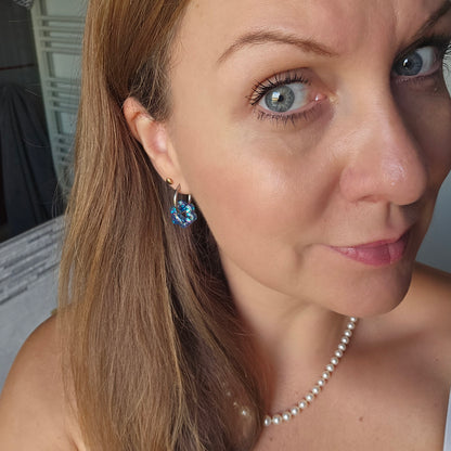 Boucles en résine | Mini Fleurs Turquoise et Violet