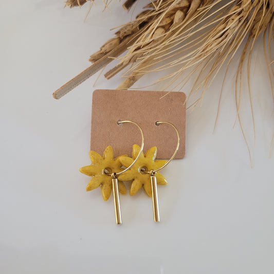 .Boucles argile polymère | Pampilles Étoilées Jaune