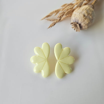 Boucles argile polymère | Céleste Jaune Pastel