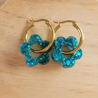 Boucles en résine | Fleurs Océan - L'Atelier de MyMy