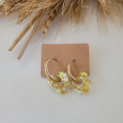 Boucles en résine | Petit Coeur Doré - L'Atelier de MyMy