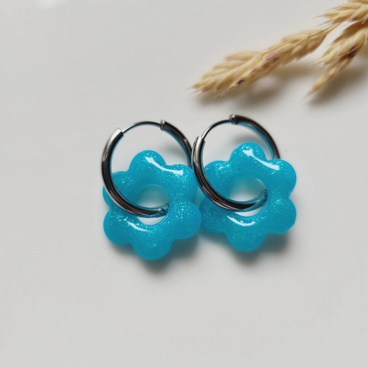 Boucles argile polymère | Pampilles Floréa Océan Pailleté - L'Atelier de MyMy