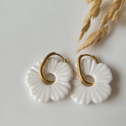 Boucles argile polymère | FloWer Blanches - L'Atelier de MyMy