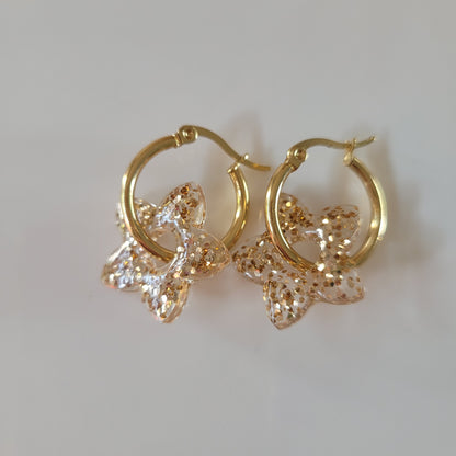 Boucles en résine | Fleurs de Tiaré Champagne