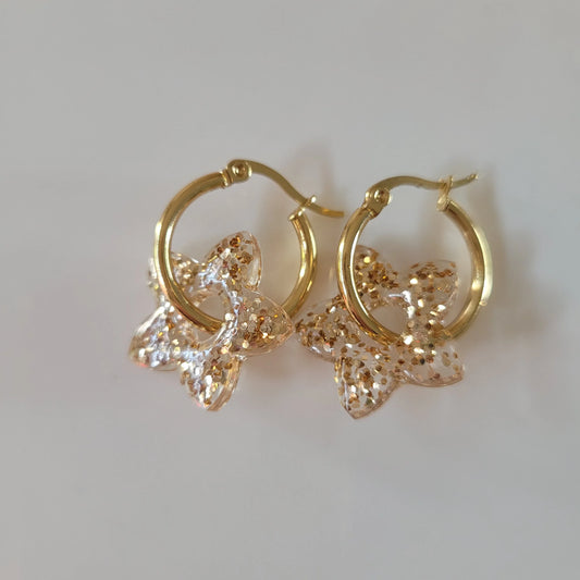 Boucles en résine | Fleurs de Tiaré Champagne - L'Atelier de MyMy